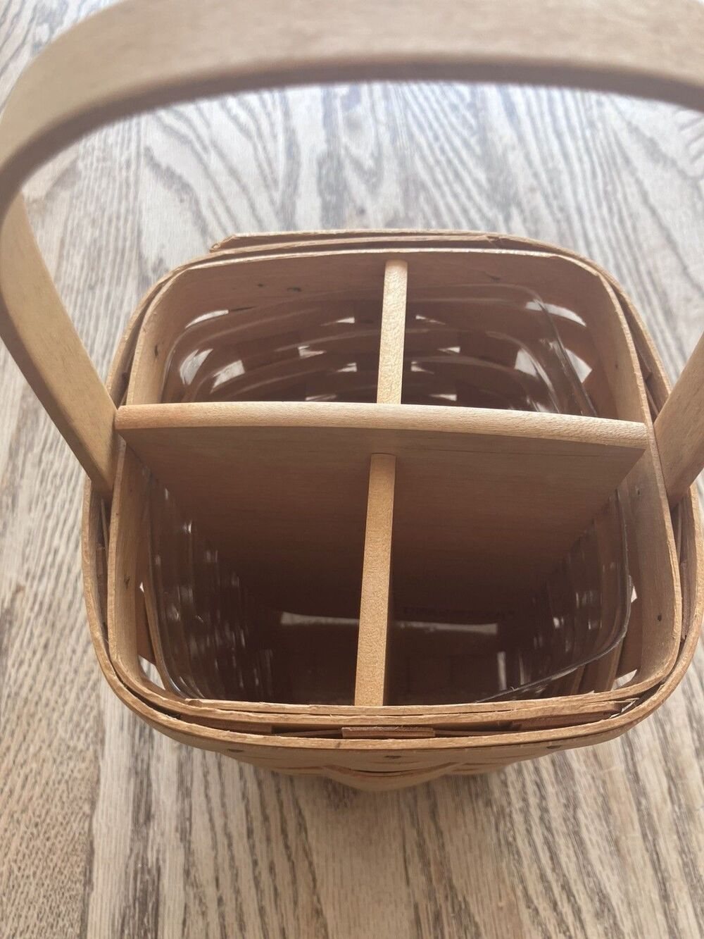 Longaberger Medium Peg Basket With Wooden Divider & Liner 1997- 11070
